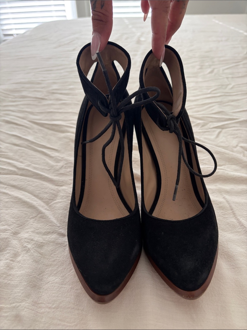 Old Céline Phoebe Philo Black Suede Point-Tie Pumps 36.5